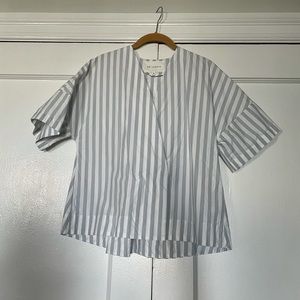 mr. larkin "pam" shirt baby blue and white stripes size medium